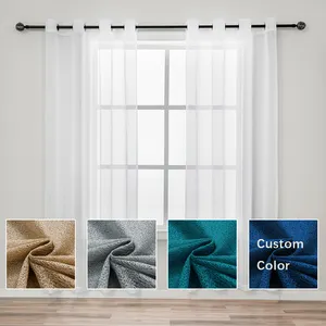 Home Textiles Modern White Balcony Living Room Window Transparent Soft Net Sheer Knitted Tulle Curtains Rideau Voilage