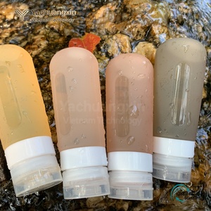 <b>Silicone</b> Travel Bottles Set of 4 Colorful Collapsible Containers with White Caps for Toiletries and <b>Liquids</b> - Product Image 2