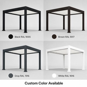 Pergola extérieure en aluminium avec toit à lames orientables, drainage imperméable, terrasse, jardin, <span class=keywords><strong>restaurant</strong></span>, sur mesure - Product Image 3