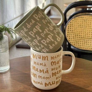 Vintage Speckled Glaze Ceramic Mug Embossed <strong>Mum</strong> Dad Letter Stoneware Coffe Cup Couple Matching Drinkware for Family Gift - Product Image 2