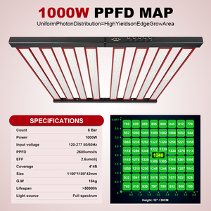 Lampe LED à spectre complet 1000W à 5 canaux de gradation pour la croissance des légumes et la phase de floraison, étanche IP65 pour tentes de culture - Product Image 1