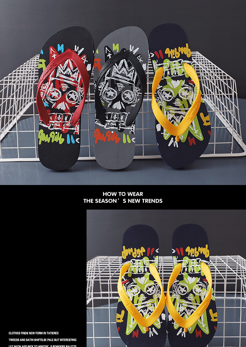 Cheap Wholesale PE PVC Slippers Flip Flops for Men Beach Casual Shoes Printing Filpflops