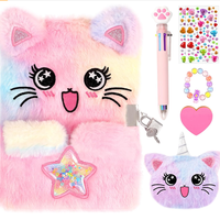 Journal intime pour filles personnalisé en peluche licorne avec serrure et stylo Journal scolaire flou pour filles