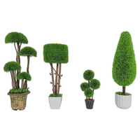 Plantes et verdure artificielles Oh Arts, petit arbre en pot vert en plastique, 48 cm, protection UV, bouis artificiel, haie, boule de topiaire, bonsaï