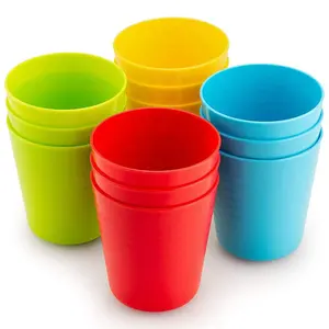 12 팩 무지개 4 색 깨지지 않는 BPA 무료 두께 작은 재사용 플라스틱 주스 음료 컵 어린이 toddle
