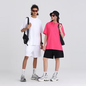 Camisetas al por Mayor Personalizadas de Color Liso, Camiseta de Manga Corta de Algodón de Corte Holgado para Hombre y Mujer, Transpirable, Suave y Básica - Product Image 1