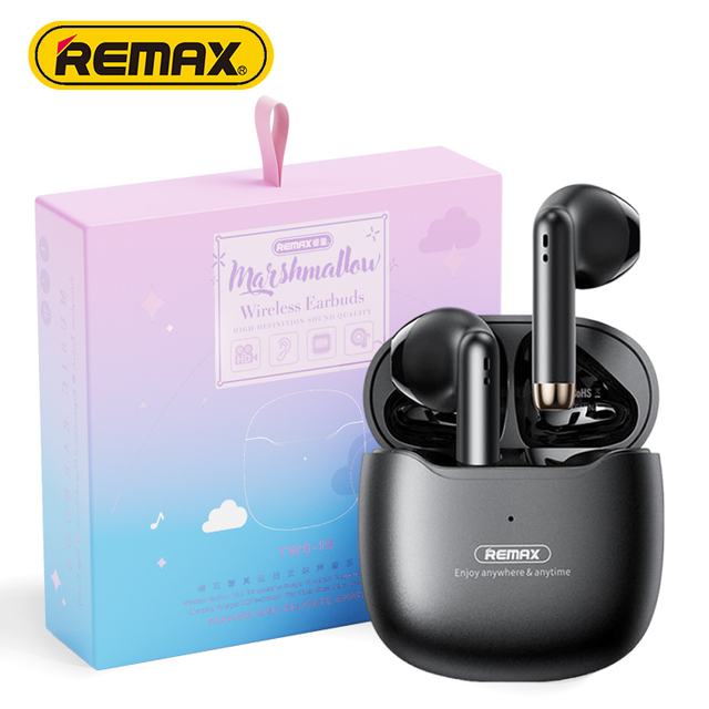 Remax TWS True Wireless Earbuds Bluetooth OEM Custom Logo Earbuds Stereo Bass in Ear Headphones USB C Mini Earphones with Mic
