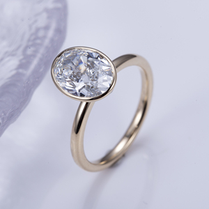 Anillo de Moissanita Ovalado de 14K PT950, Modelo MSR-1179 de Messi Jewelry, Anillo de Compromiso, Boda, Clásico, para Regalo - Product Image 1