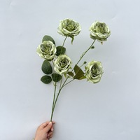 Flores Artificiales de Seda, Rosas de Té de 5 Cabezas, Rosas Parisinas para Decoración de Bodas, Pasillos, Fondos y Paredes; Calidad de Exportación