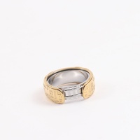 18K Vergoldeter Zweifarbiger Gravierter Edelstahl Drehbarer Fidget-Ring