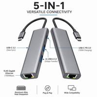 Adaptor Jaringan Gigabit RJ45 1000M USB Konverter LAN Berkabel Hub USB USB-A USB-C 3.2 PD100W Paduan Aluminium Tersedia