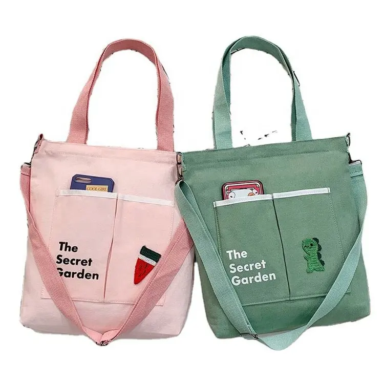 Модный дизайн на заказ продуктовая сумка для переноски на молнии из хлопка симпатичная Холщовая Сумка для покупок с плечом