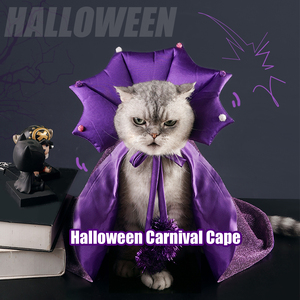 Costume di Halloween cappello con mantello con stampa a forma di mago del gatto divertente cappello con cappuccio Cosplay primavera estate Festival <span class=keywords><strong>vestito</strong></span> da festa cucciolo di gattino - Product Image 3