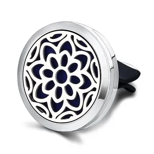 Refillable Car Air Freshener Smell Perfume Diffuser Clip Auto Vent Essential Oil Stainless Steel Car Aromatherapy