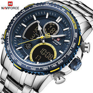 Reloj luminoso <span class=keywords><strong>NAVIFORCE</strong></span> <span class=keywords><strong>9182</strong></span> de alta calidad para hombre, cronógrafo de doble pantalla, reloj de pulsera de cuarzo para hombre, reloj Masculino con fecha - Product Image 1
