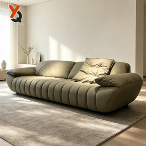 Luxury Italian Style Genuine Leather Sofa Straight Row Living Room Sofa Furniture Leisure Couch for Home Hotel Customizable