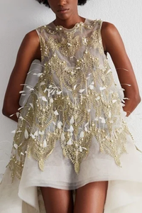 Robe de créateur personnalisée en gros avec motif uni, toutes sortes de tissus, robe de créateur de style occidental à vendre - Product Image 3