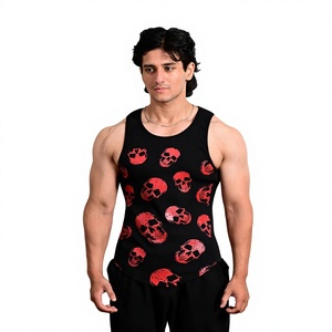 Wholesale Rate Best Premium Quality Men's Red <b>Skull</b> Print O-Neck Tank <b>Top</b> Sleeveless Vest For Casual Wear fashionable tank <b>top</b> - Product Image 3