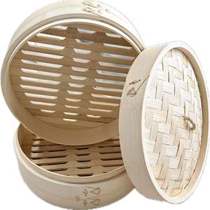 Cesto di bambù a vapore in bambù fatto a mano cesto di vapore in bambù da cucina a <span class=keywords><strong>2</strong></span> strati all'ingrosso cinese 18cm- 30cm più profondo - Product Image 1