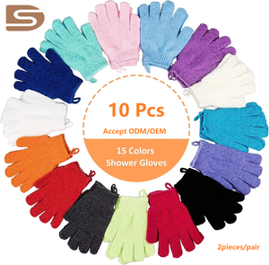Badhandschoen met vijf vingers, exfoliërend, alle kleuren, polyester, badhandschoenen, scrubhandschoenen, badhandschoenen - Product Image 1