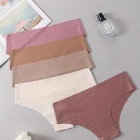Ensemble de 5 pièces de sous-vêtements pour femmes Euro-Américaines en soie glacée, sans couture, séchage rapide, respirant, taille mi-haute, sensation seconde peau
