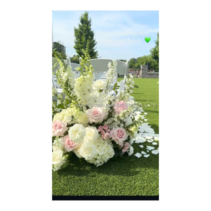 Boule <span class=keywords><strong>de</strong></span> fleurs artificielles décorative en soie blanche, <span class=keywords><strong>rose</strong></span> <span class=keywords><strong>et</strong></span> verte, populaire pour la décoration <span class=keywords><strong>de</strong></span> mariage, <span class=keywords><strong>centre</strong></span> <span class=keywords><strong>de</strong></span> <span class=keywords><strong>table</strong></span> - Product Image 5