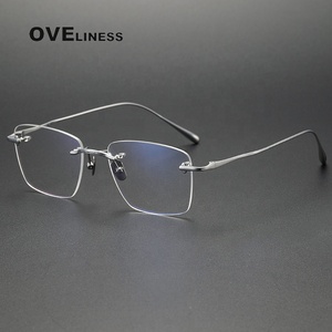 نظارة من التيتانيوم الخالص بدون إطار للرجال نظارة مربعة الشكل مصرح بها بالطبيب نظارة بصرية بدون إطار لمرضى قصر النظر للسيدات 2024 نظارات - Product Image 2