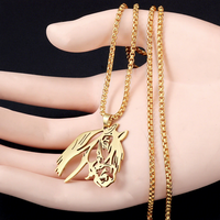Collier Pendentif Tête de Cheval en Gros pour Femmes et Hommes, en Acier Inoxydable, Style Vintage Punk, Idéal pour Cadeau de Fête