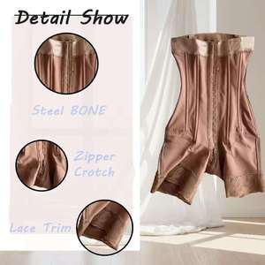 Faja colombienne post-opératoire pour femme, 2ème étape, à buste ouvert, gaine amincissante, rehausseur de fesses, body avec fermeture éclair à l'entrejambe et armatures - Product Image 3