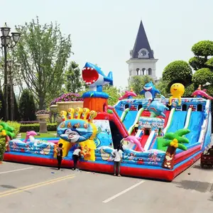 20X12mサメテーマInflatable弾むスライドでインフレータブル城スライド子供のための良好な価格