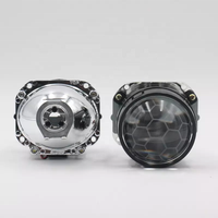 Mini lentille de projecteur Bi xénon DRL angel eyes shroud 2.5 pouces, revêtement bleu en nid d'abeille, masque adapté au kit d'assemblage de moto H4 H7