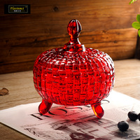 Flavents glazen snoep- en gedroogd fruit bewaarpot met deksel, kleurrijk gepersonaliseerd modern design, rond, voor de woonkamer