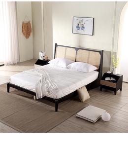 Cama doble elegante para <span class=keywords><strong>hotel</strong></span>, mueble de ratán tejido para dormitorio - Product Image 2