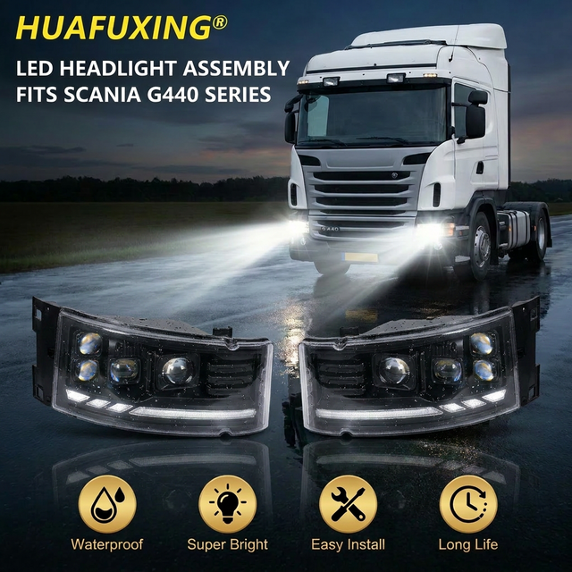 New HUAFUXING 24V 125W 15000 Lumens 6500K LED Bulb for P G R T Truck 1997-2017 Retrofit/Upgrade