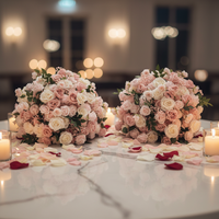 B104 OEM Centre de table personnalisé en fleurs artificielles roses, roses et gypsophiles pour mariage, fête et événements