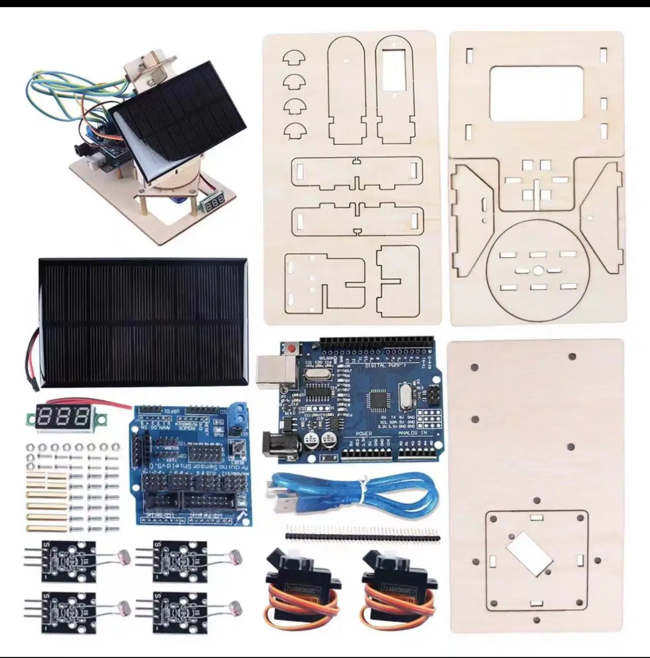 LAFVIN 태양 추적 키트 이중 축 DIY 학습 장난감 Arduino를위한 태양 광 추적기 시스템