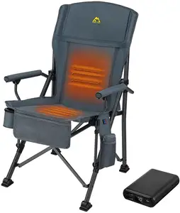 קמפינג כיסא מחומם עם סוללה, כבד החובה נייד מתקפל מחנה מושב עבור חיצוני ספורט, חוף, פיקניקים