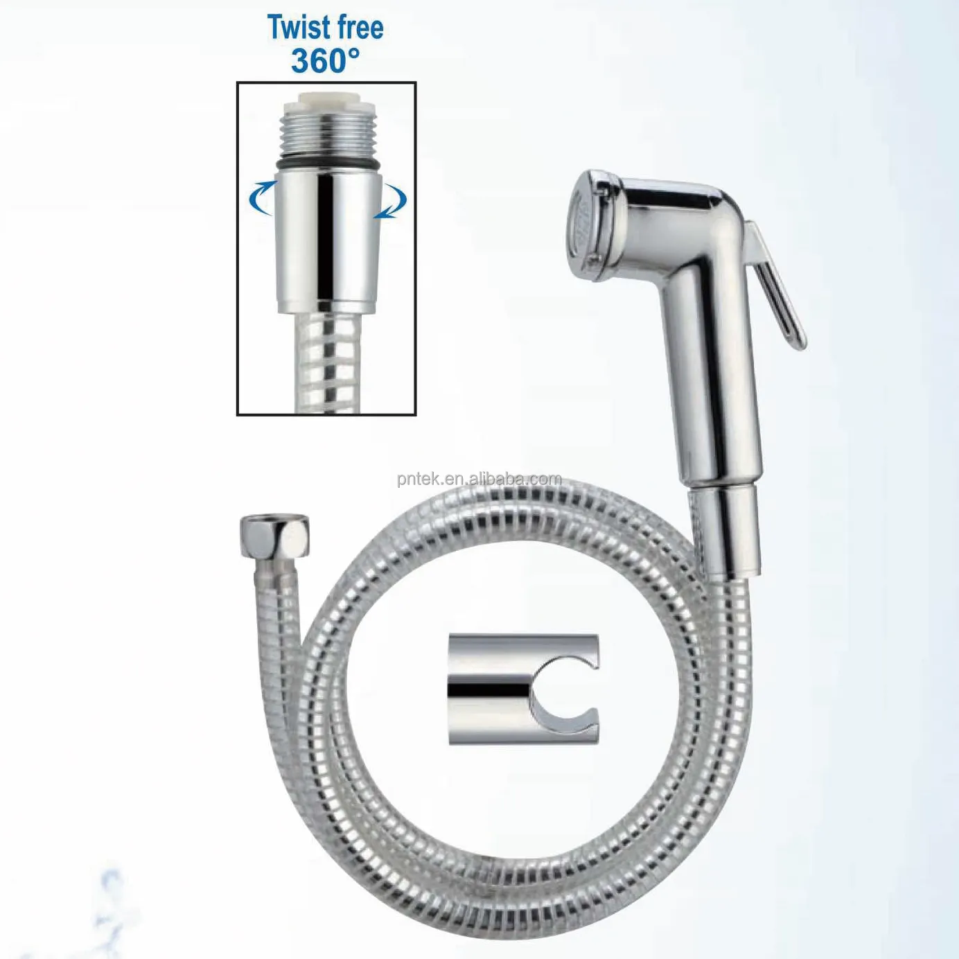 Electroplated plastic Adjustable Hand Shower Set Portable Bidet Spray for Toilet Twist free 360 degrees shattaf spray