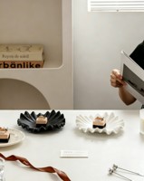 Assiettes à fruits modernes décoratives en résine, écologiques, noires et blanches, solides et durables, pour la maison, les villas et les tables de mariage (vente en gros)