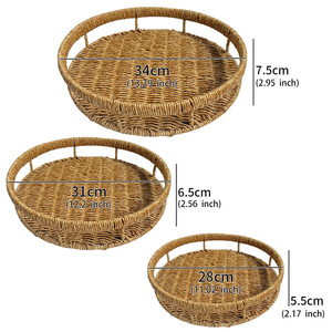 Handgemaakte, ecovriendelijke, duurzame, geweven rotan plastic opbergmand met opvouwbare handgrepen, stapelbaar ontwerp voor het opbergen van fruit/groenten - Product Image 6