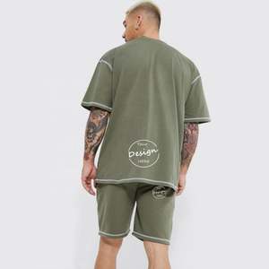 Ensemble T-shirt et short personnalisé gaufré respirant, en coton épais, coupe décontractée oversize, pour homme, style sportif, avec coutures plates - Product Image 6