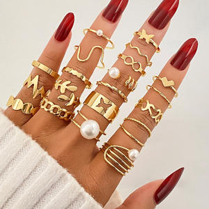 <span class=keywords><strong>Mylove</strong></span> Ensemble de 24 bagues géométriques en alliage plaqué or avec micro-inserts, lot mixte de bijoux pour femmes, vente en gros en dropshipping - Product Image 2