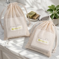 Sac en coton biologique recyclable avec cordon de serrage, filet de protection pour savon, pochette en maille pour le bain et la douche, application corporelle, marque Baishun, Guangdong