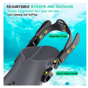 Aletas de Snorkel KD para Buceo Libre, con Hebillas Ajustables, Talón Abierto, Tamaño de Viaje, Cortas, Ecológicas, de Poliuretano, para Adultos - Product Image 4
