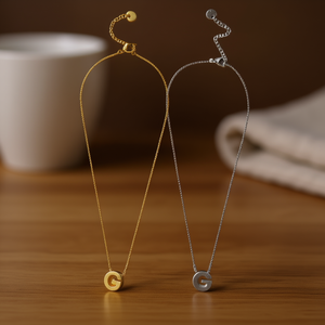 Collar con Colgante de Letra G, Acero Inoxidable, Chapado en Oro, Unisex, Joyería Clásica con Dije - Product Image 2