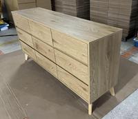 Commode de rangement haute en chêne à 9 tiroirs pour chambre et salon