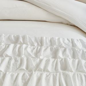 ホタテプリンセス寝具カジュアル多層フリルホワイトウェディングベッドカバーマッチングシャム装飾枕羽毛布団カバーセット - Product Image 3