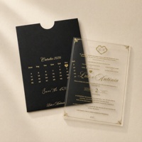 Ensemble d'invitations de mariage de luxe en acrylique avec dorure à chaud, calendrier transparent pour réserver la date, cartes de mariage personnalisées sur mesure