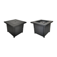 Ensemble de table à manger d'extérieur avec foyer au gaz Mobilier de jardin rectangulaire en acier Corten Gaz propane Carburant