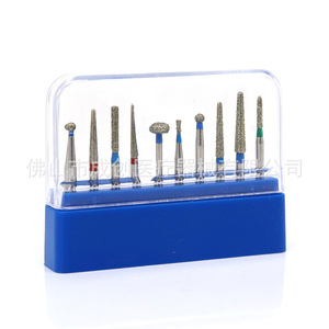Juego de 10 fresas dentales de diamante RZ3S para preparación de coronas, uso con pieza de mano de alta velocidad - Product Image 1